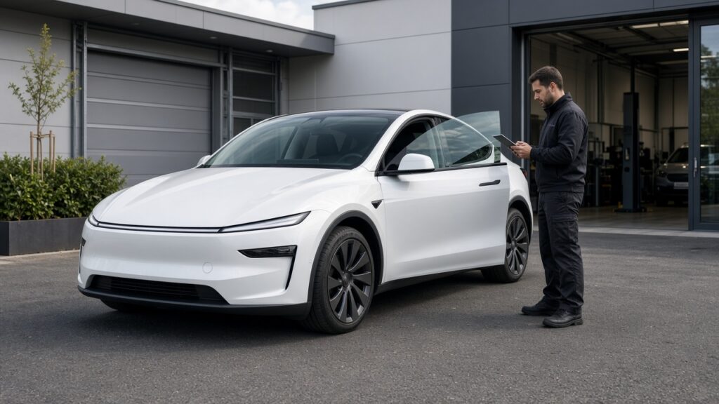 Tesla Model Y Juniper vor Service: Mobile Service und Alltag